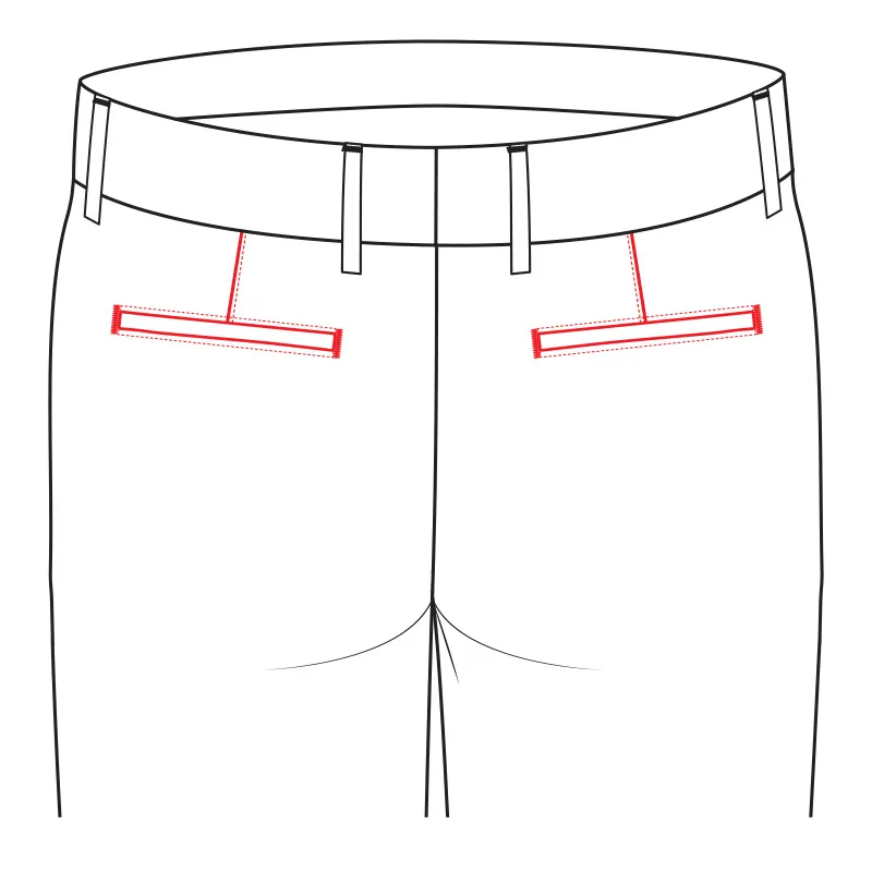 2 Welted Pockets & Bartack Stitching