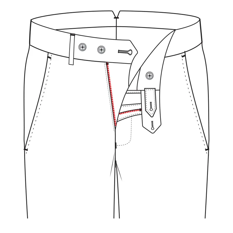 Zip fly closing 3 buttons