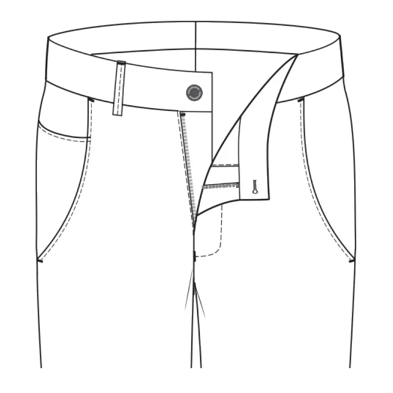 Metallic button and zip closing